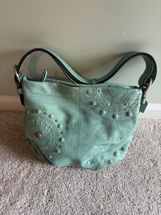 Coach Handbags - Coach mint green studded shoulder bag